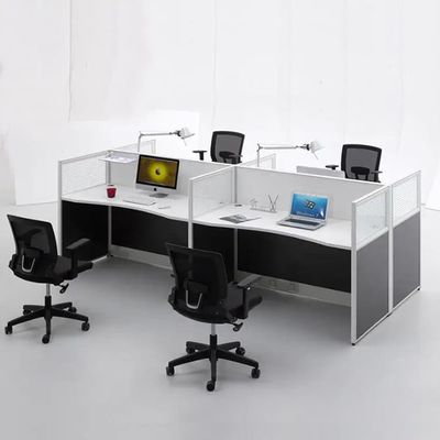 En bois noir de panneau en verre de bureau de poste de travail modulaire de quatre personnes d'OIN