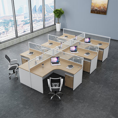 2 4 matériel en aluminium moderne de tissu de profil de bureau de postes de travail de bureau de 6 personnes