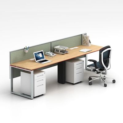 Table de travail modulaire pour 2 personnes taille 2400mm avec cloison en tissu