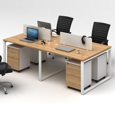 Table de poste de travail modulaire en bois pour bureau de bureau droit linéaire à 4 voies