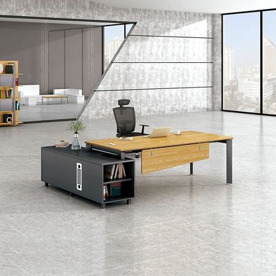 Bureaux exécutifs modernes de luxe de bureau jaunes en forme de L Tableaux de directeur de MFC