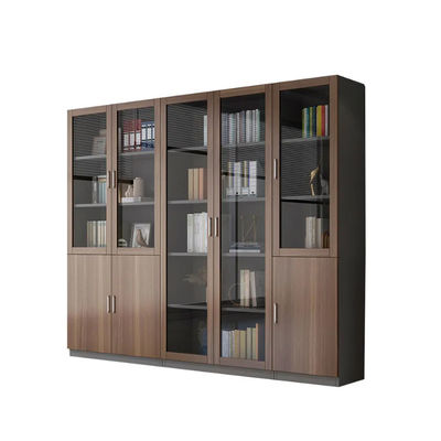 Armoire de classement à 6 portes en verre brun foncé PDG grand classeur en bois