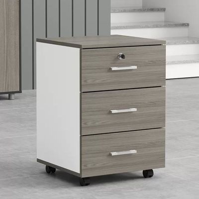 Classeur mobile en bois de tiroir des classeurs 3 de bureau gris avec des roues