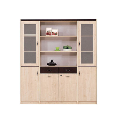 Armoire de classement en verre anti-rayures avec plateau en mélamine de grade E1 et porte en verre