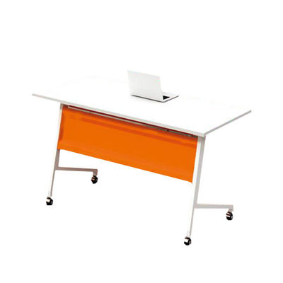 Table de formation pliante orange bureau multi personne pied en métal