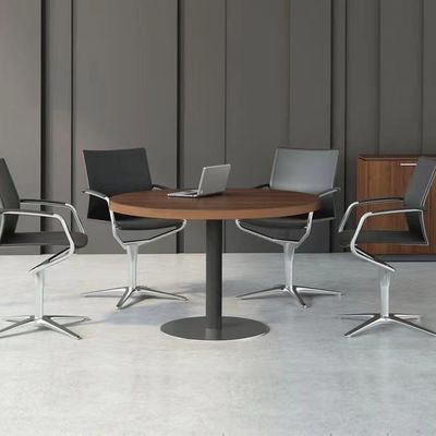Table ronde de conférence de 80 cm avec une jambe en métal noir et une surface résistante aux rayures