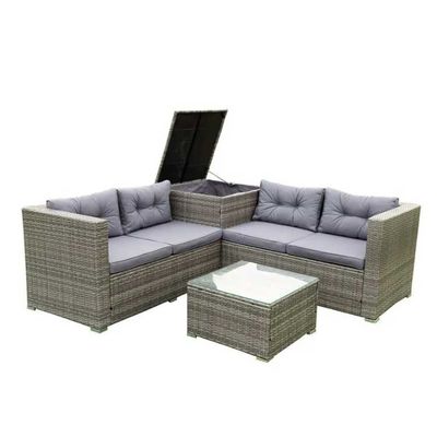 Meubles extérieurs adaptés aux besoins du client par ensemble de sofa de coin de patio en osier de rotin de couleur