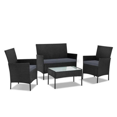 Chaise de jardin en rotin avec canapé d'angle extérieur en osier et pieds en métal