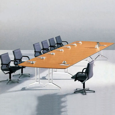 Table de conférence en bois pour 10 personnes avec épaisseur de 25 mm et surface résistante aux rayures pour les réunions de conseil d'administration