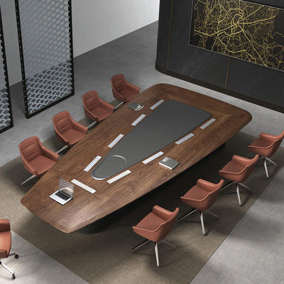 2.4M Table de réunion en bois Salle de réunion triangulaire arrondie Longues tables de conférence