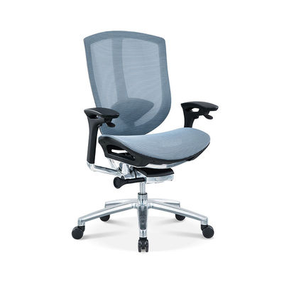 Chaise de bureau en treillis bleu haut de gamme avec accoudoirs réglables