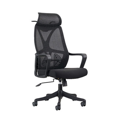 Chaise de bureau confortable à treillis pivotant noir avec support lombaire