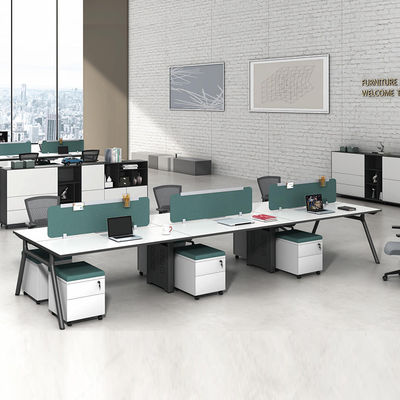 Tableau de bureau ouvert Pieds métalliques Station de travail pour 6 personnes avec partition de bureau
