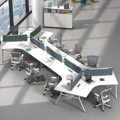 Bureau à espace ouvert modulaire en forme de L blanc