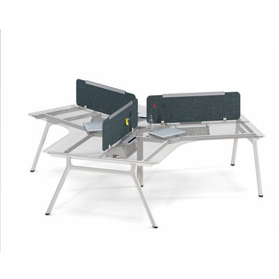 Bureaux modulaires en verre blanc pas cher Staff Station de travail pour 3 personnes