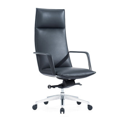 Chaise de bureau en cuir noir moderne, fauteuil d'ordinateur pivotant, fauteuil en cuir