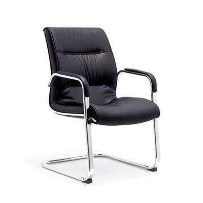Chaise de bureau en cuir PU Chaise de conférence en cuir noir sans roues