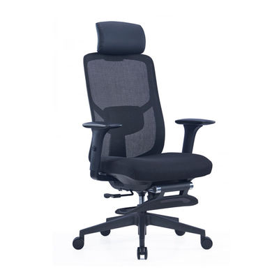 Chaise de bureau en maille noire avec appui-tête réglable, maille respirante et soutien lombaire