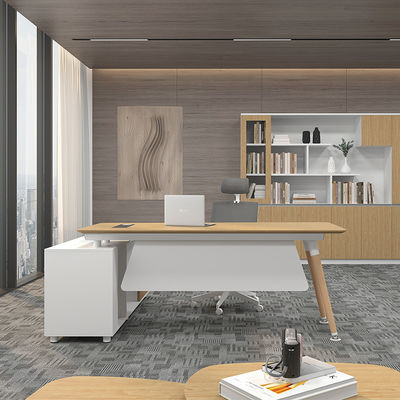 Bureau de bureau de luxe en forme de L Bureau de coin avec tiroirs