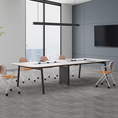 Mobilier de bureau personnalisable en bois blanc, table de conférence rectangulaire