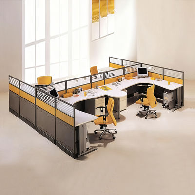 Customized Modular 4 Person Office Partition Table Luxury Workstation For Office Use