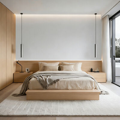 Ensemble de meubles de chambre d'hôtel de luxe en gros en bois, lit d'hôtel 5 étoiles avec table de chevet