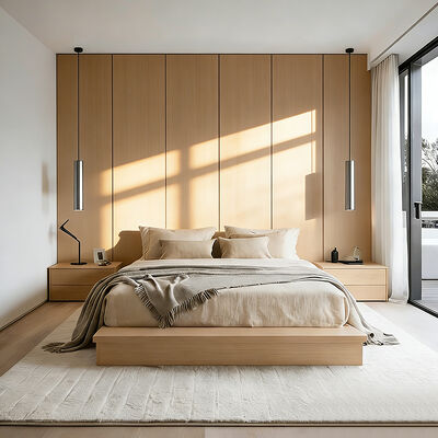 Hôtel 5 étoiles en bois, meubles de chambre à coucher, lit roi-reine, armoire de lit pour hôtel villa