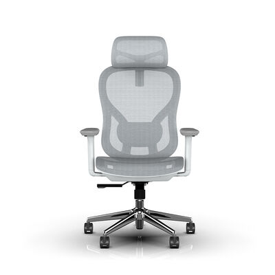 Chaise de bureau ergonomique moderne gris pleine maille avec appuie-bras réglables en 4D et appuie-tête 2D