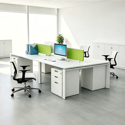 Tableau de bureau modulaire BS-WT48 avec cloisonnement en tissu vert en carton de mélamine et gestion des câbles