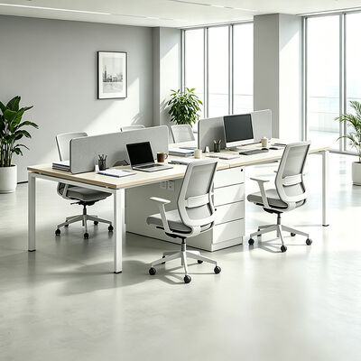 Bureau de poste de travail modulaire avec bureau de 25 mm d'épaisseur et 2 4 6 configurations de sièges en carton de mélamine