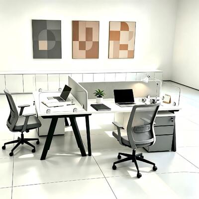 Bureau de poste de travail modulaire de taille personnalisée avec bureau en carton de mélamine en configurations de 2 4 6 places