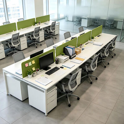 Bureau de poste de travail modulaire BS-WT60 avec panneau de mélamine de 25 mm et cloisonnement en tissu vert - Taille personnalisable